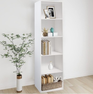 Полная стойка для книг и всего 1 x 5 белых 40x29,7x155 см.