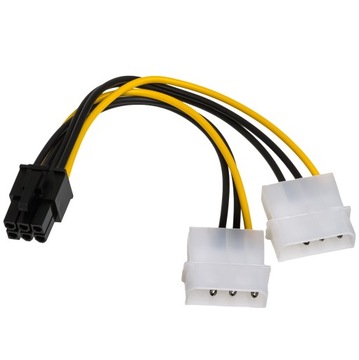 Adapter 2x Molex (m) / PCI-E 6 pin (f) 15cm
