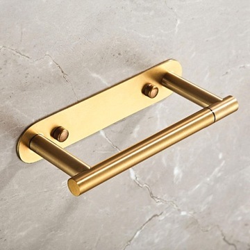 Держатель для рулонов туалетной бумаги. Современная массивная подставка для хранения из матового золота.