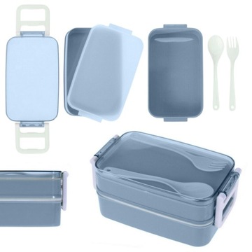 ŚNIADANIÓWKA LUNCHBOX POJEMNIK NA ŚNIADANIE NIEBIESKA PIĘTROWA