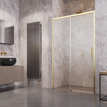 Drzwi wnękowe szklane złoty profil 160 cm L grafit