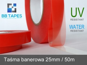 TAŚMA BANEROWA DWUSTRONNA DO BANERÓW FOLIA25mmx50m