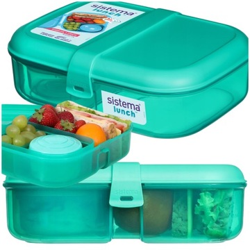 LUNCH BOX ŚNIADANIÓWKA Z PRZEGRÓDKAMI SISTEMA BOX POJEMNIK JEDZENIE 1100ml