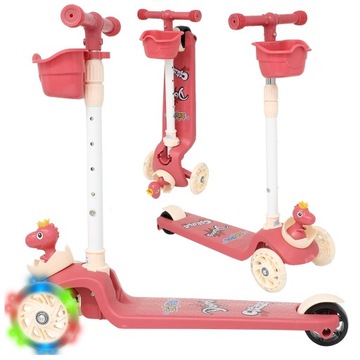 HULAJNOGA DINOZAUR DLA DZIECI TRÓJKOŁOWA BALANSOWA ŚWIECĄCE KÓŁKA SKŁADANA