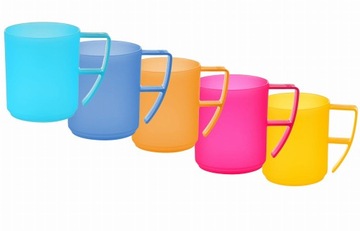 KUBKI Z UCHEM DO ZMYWARKI DLA DZIECI SENIORÓW 350ML KPL. 5 SZT MIX KOLOR