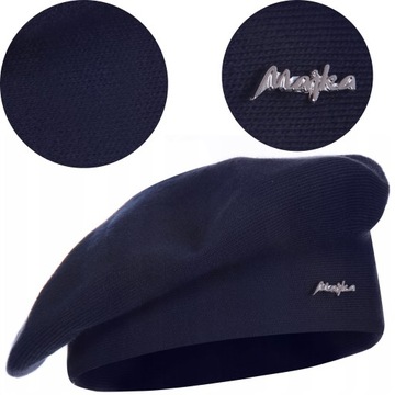 BERET DAMSKI KLASYCZNY ZIMOWY PRODUKT POLSKI MAJKA ELEGANCKI GRANATOWY