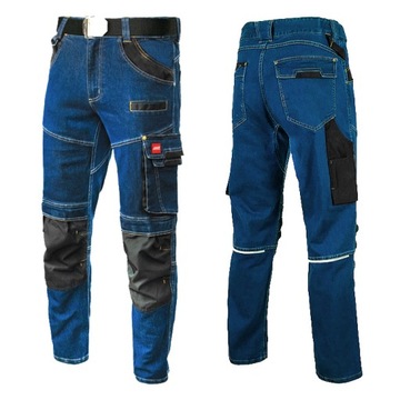 Spodnie robocze JEANS STRETCH Elastyczne slimowane SPODNIE JEANSOWE BHP