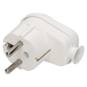 Угловая вилка 2P+Z с ручкой, белая