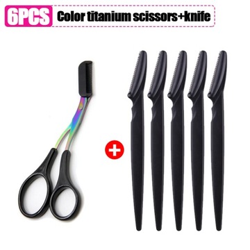 Eyebrow Shaving Knife Eyebrow Scissors with Comb
