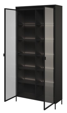 ВИТРИНА черная СТЕКЛЯННАЯ ВИТРИНА со светодиодной подсветкой TR-07