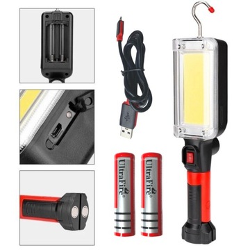 LAMPA WARSZTATOWA LED COB Z MAGNESEM I HAKIEM 700 LM MOBILNA PRZENOŚNA