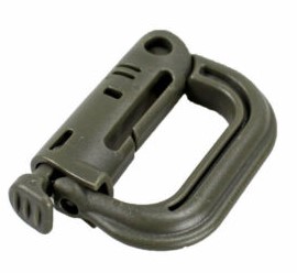 ПЛАСТИКОВЫЙ КАРАБИН D С ЗАМКОМ MOLLE, ЗЕЛЕНЫЙ