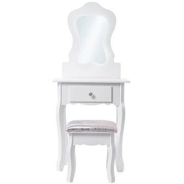 TOALETKA KOSMETYCZNA Z LUSTREM TABORETEM BIAŁA