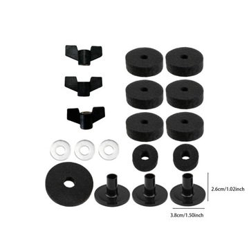 18 сменных пластин с гайками, фетровая подставка для хай-хэта, черная