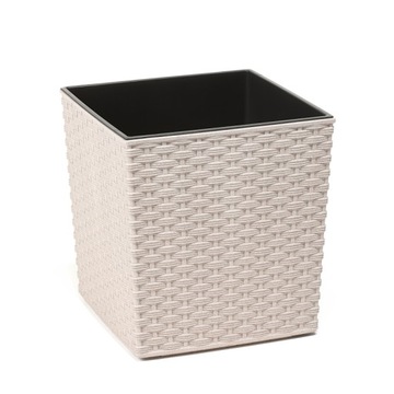 Doniczka Juka ECO 19 cm rattan biała 105/169
