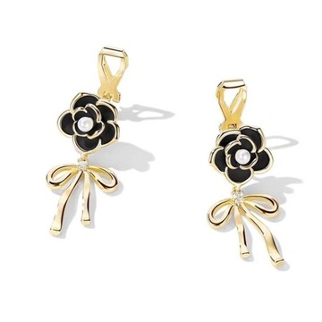Korean Vintage Camellia Flower Bow Knot Design Clip on Earrings without Pie