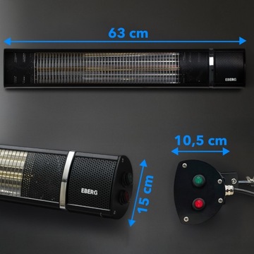 Инфракрасный обогреватель EBERG, настенный электрический обогреватель 2кВт + пульт дистанционного управления
