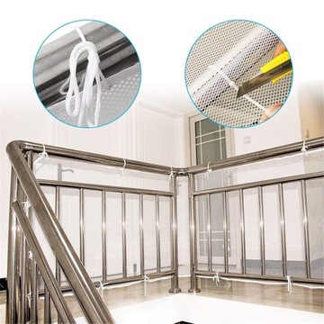 SIATKA NA SCHODY BALUSTRADY OCHRONNA 300x78 ZESTAW