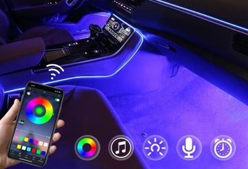 СВЕТОДИОДНАЯ ЛЕНТА для автомобиля RGB светодиоды Гаджеты Салон 4в1 Набор USB + ПРИМЕНЕНИЕ