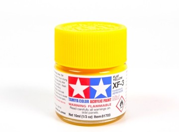 MODELARSKA FARBA AKRYLOWA ŻÓŁTA MATOWA TAMIYA 10ml XF-3 YELLOW (MATT)