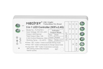 Kontroler Sterownik WiFi MIBOXER FUT037W+ RGB, RGBW, RGB+CCT 5x6A 12-24VDC
