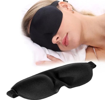 Maska na Oczy Opaska do spania 3D podróżna Czarna
