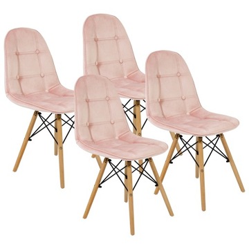 4 x KRZESŁO TAPICEROWANE RÓŻOWE WELUROWE PIKOWANE