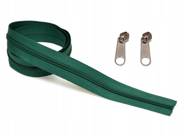 TAŚMA SUWAKOWA 5mm ZIELONA CIEMNA + 2 SUWAKI MOCNA