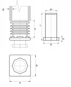 РЕГУЛИРУЕМЫЙ ПРОФИЛЬ ДЛЯ НОЖКИ 30x30 КЕПКИ ДЛЯ НОГ 4 ШТ.