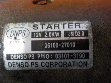 KIA SPORTAGE I30 2.0 CRDI 08R 140KM D4EA STARTÉR 36100-27010 03101-3190