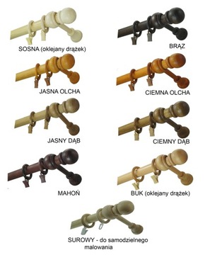 Деревянный карниз fi 28 2,8 м, одиночный 280 см