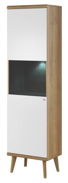 Witryna wysoka 50 cm Primo dąb riviera / biały mat