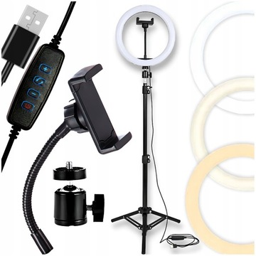 LAMPA PIERŚCIENIOWA LED RING DO MAKIJAŻU SELIE UCHWYT NA TELEFON STATYW 80W