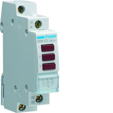 HAGER Lampka sygnalizacyjna LED 3x czerwona 230VAC SVN127