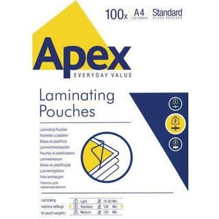 Folia laminacyjna A4 100mic (100) błyszcząca APEX STANDARD
