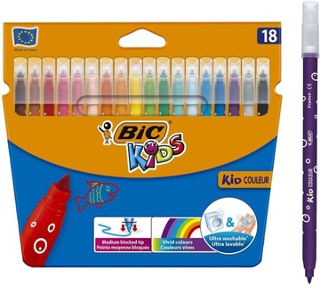 BIC COULEUR PISAKI MAZAKI FLAMASTRY SZKOLNE SPIERALNE ZMYWALNE 18 KOLORÓW