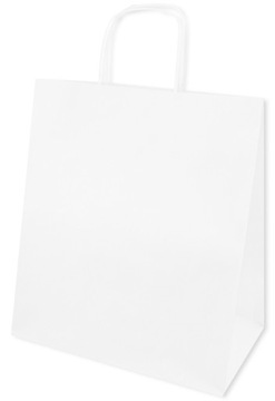 Torba papierowa 350x180x440 BIAŁA uchwyt skręcany 100 szt