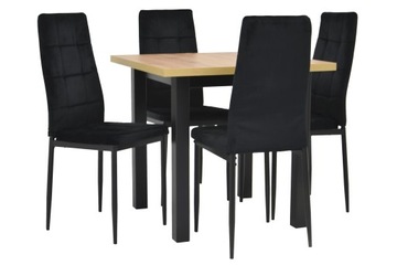 Komplet 4 krzeseł metal+stół 80x80/160 rozkładany