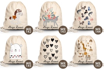 ХЛОПОК Сумка Рюкзак для детского сада Школа Детская для обуви + ИМЯ РЕБЕНКА