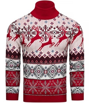 SWETER MĘSKI ZIMOWY Z GOLFEM NORWESKI STYL rozmiar S