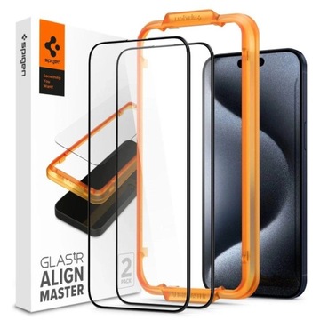 SZKŁO HARTOWANE SPIGEN ALM GLASS FC NA IPHONE 15 PRO - CZARNE 2 SZT.