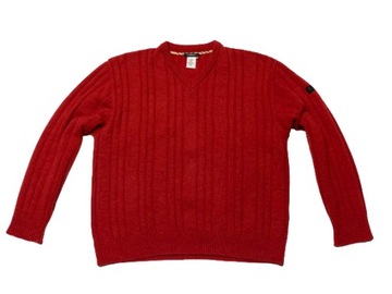 Sweter Burberry 100% Lambswool red vintage r. L