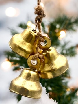 МЕТАЛЛИЧЕСКИЙ КОЛОКОЛЬЧИК ЗОЛОТОЙ КЛИН ОРНАМЕНТ РОЖДЕСТВЕНСКИЕ УКРАШЕНИЯ НАБОР ИЗ 3 ШТ.