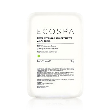 BAZA MYDLANA GLICERYNOWA PREMIUM DO MYDEŁ BIAŁA BEZ SLS 1KG ECOSPA