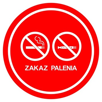 Okrągła Naklejka zakaz palenia EPAPIEROSÓW e-papierosy sanepid 10 cm
