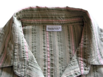 BLANCHE PORTE zielona bluzka-koszula w paski 46/48