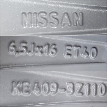 4× DISK HLINÍK NISSAN OE JUKE 6.5" X 16" 5X114.3 ET 40