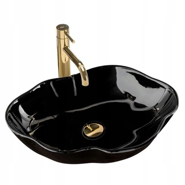 Umywalka PEARL czarna połysk nablatowa ceramiczna