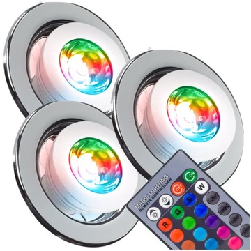 3x OPRAWKA HALOGENOWA ŻARÓWKA LED RGB +PILOT
