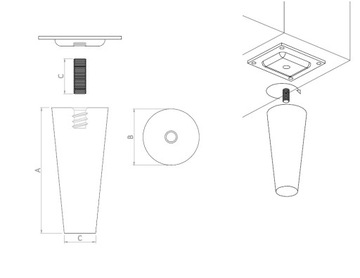 Деревянная ножка, ножка 30 см с монтажной пластиной.